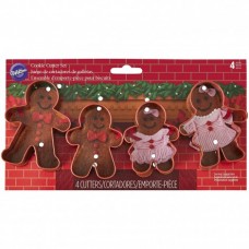 美惠爾通Wilton 薑餅人家族餅乾模4件組 Gingerbread Family Cookie Cutter Set, Steel, Brown, 2.69 x 23.62 x 12.7 cm